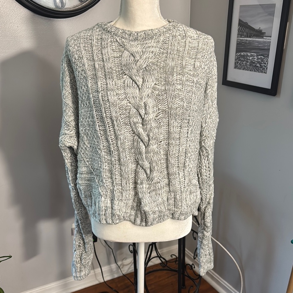 Gray Cable Knit Sweater